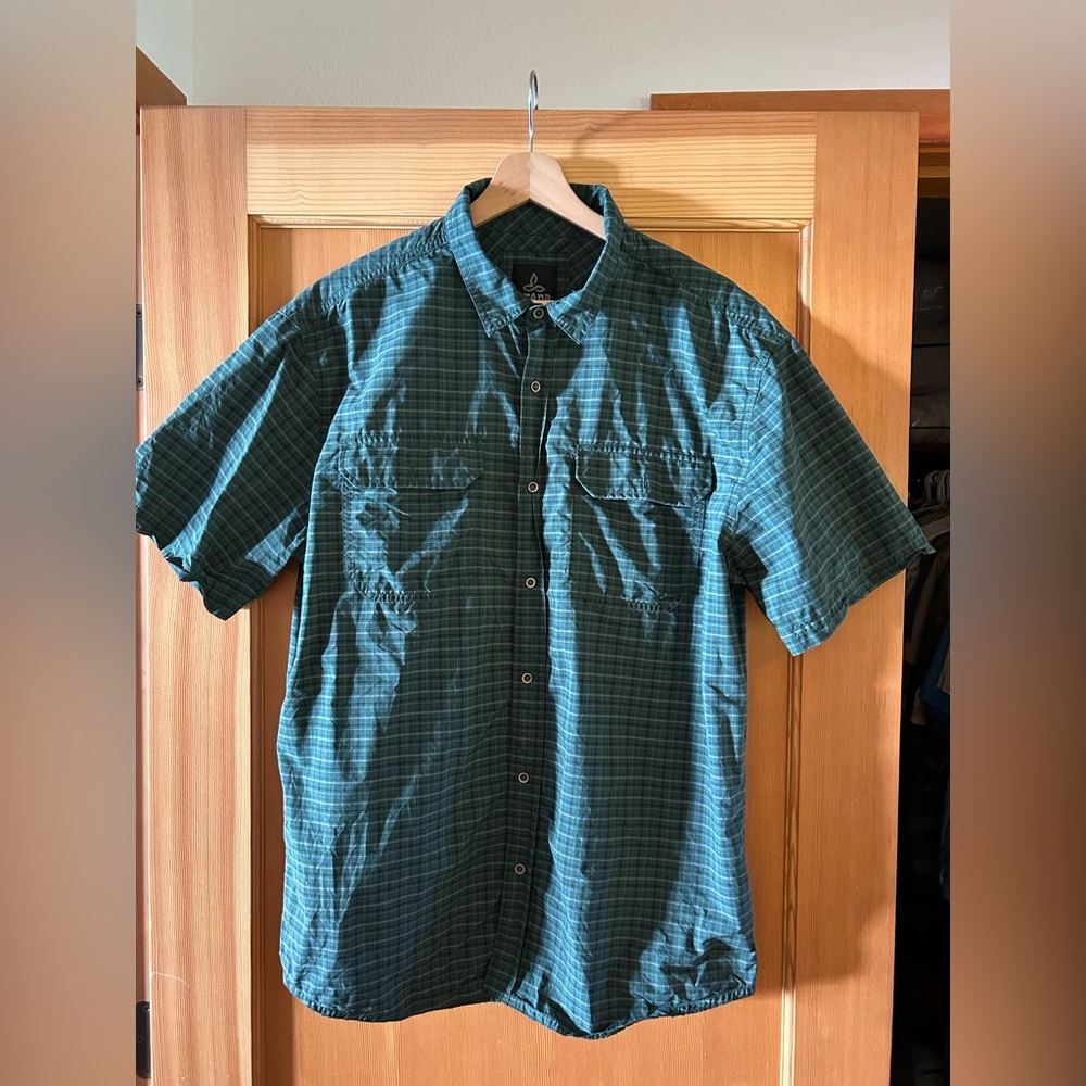 Prana Forest Green Checkered Shirt